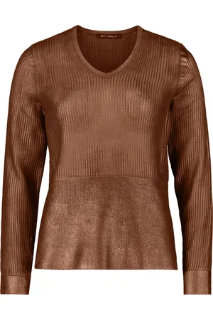 Betty Barclay Strik, Dame, Brun, 4XL, Finstrikket sweater med mønster