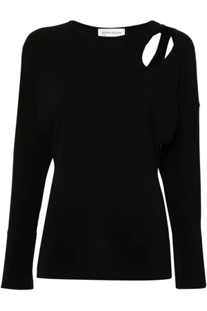 Victoria Beckham Top, Dame, Sort, 3XS, Sort Asymmetrisk Twist Top