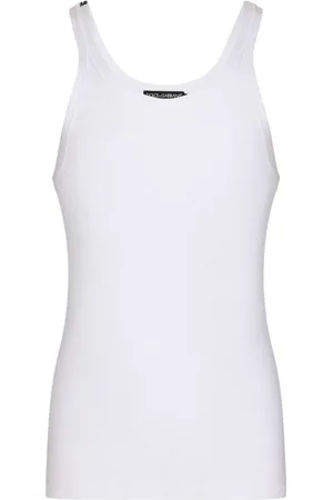 Dolce & Gabbana Top, Herre, Hvid, S, Bomuld, Ribbet Tank Top Hvid