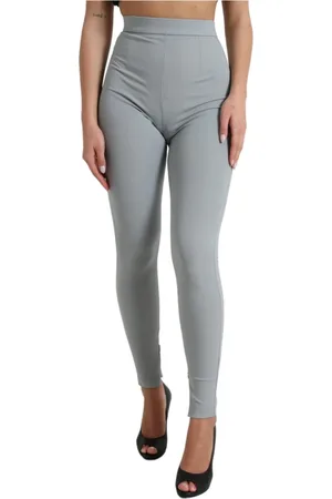 Dolce & Gabbana Bukser, Dame, Grå, XS, Nylon, Grå Slim Bukser Leggings Lynlås
