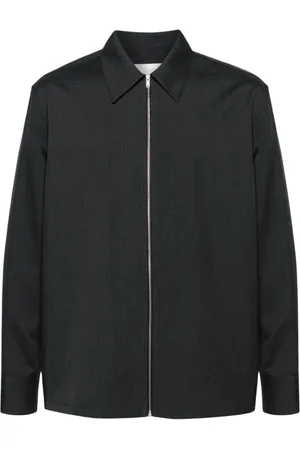 Jil Sander Jakke, Herre, Grå, L, Uld, Grå Uld Ripstop Skjortejakke
