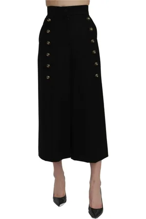 Dolce & Gabbana Bukser, Dame, Sort, 3XS, Uld, Sorte Wide Leg Cropped Bukser