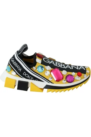 Dolce & Gabbana Sko, Dame, Flerfarvet, 36 EU, Bomuld, Gule Sorrento Krystal Sneakers