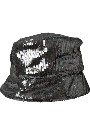 Dolce & Gabbana Tilbehør, Herre, Grå, 60 CM, Nylon, Sølv Sequined Nylon Bucket Hat