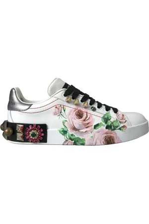 Dolce & Gabbana Sko, Dame, Flerfarvet, 35 EU, Læder, Krystalpyntede Blomsterlædersneakers