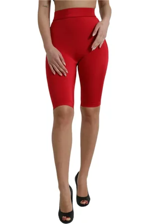 Dolce & Gabbana Shorts, Dame, Rød, XS, Nylon, Rød Højtaljede Leggings Bukser