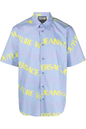 VERSACE Skjorte, Herre, Blå, L, Uld, Stilfulde Skjorter Kollektion