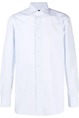 Finamore Skjorte, Herre, Hvid, 3XL, Bomuld, Vertikal Stribet Bomuldsskjorte