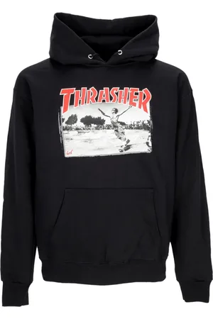 Thrasher Sweathshirts & Hoodies, Herre, Sort, M, Bomuld, Sort hættetrøje med justerbar hætte og frontlomme