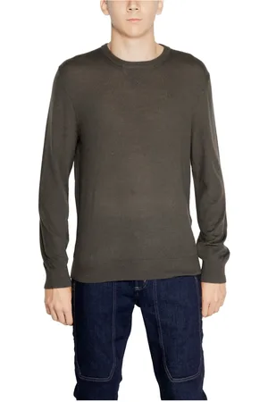 Armani Exchange Strik, Herre, Brun, 2XL, Uld, Brun Uldstrik Langærmet Rund Hals