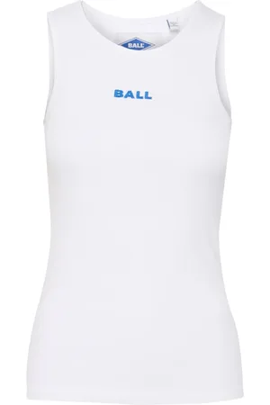 Ball Top, Dame, Hvid, L, Bomuld, Sporty Tank Top med Broderet Logo
