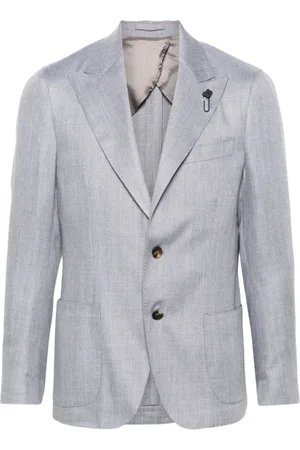 LARDINI Jakke, Herre, Grå, M, Uld, Grå Uld Cashmere Silke Blazer