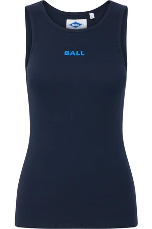 Ball Top, Dame, Blå, XL, Bomuld, Sporty Tank Top med Broderet Logo