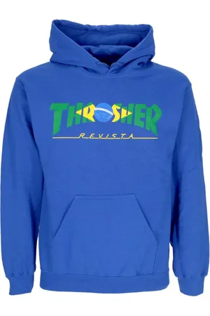 Thrasher Sweathshirts & Hoodies, Herre, Blå, XL, Bomuld, Brazil Revista Hoodie Royal