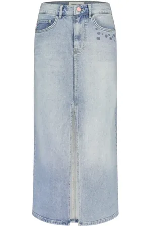 Fabienne Chapot Nederdel, Dame, Blå, S, Denim, Blå Denim Midi Nederdel med Lommer