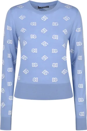 Dolce & Gabbana Strik, Dame, Blå, M, Uld, Stilfulde Sweaters