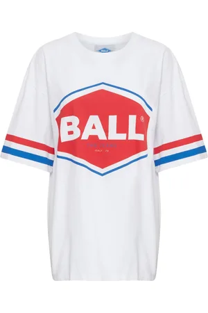 Ball Top, Dame, Hvid, S, Bomuld, Sporty Oversize Tee med Stribet Print