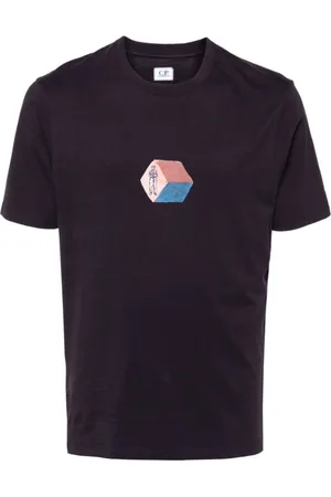 C.P. Company Top, Herre, Blå, L, Bomuld, Kortærmet Grafisk Print T-shirt