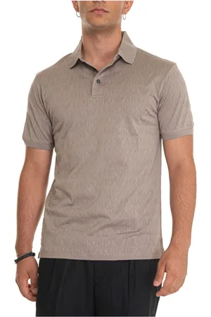 Emporio Armani Top, Herre, Grå, S, Bomuld, Logo Polo Shirt med 3 Knapper
