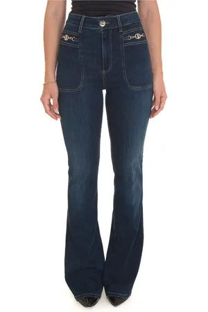 Liu Jo Jeans, Dame, Blå, W32, Bomuld, Højtaljede Slim-Fit Bell-Bottom Jeans