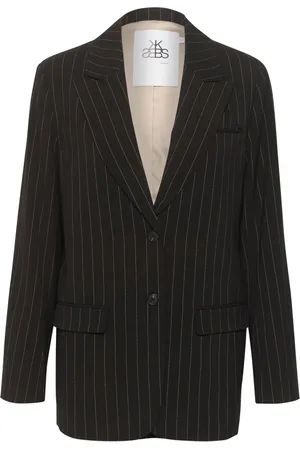 Karen by Simonsen Jakke, Dame, Sort, XS, Uld, Stribet Blazer Jakke Meteorite
