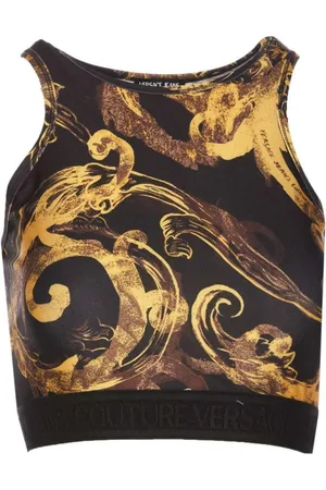 VERSACE Top, Dame, Flerfarvet, 3XS, Uld, Stilfuld Top til Modeelskere