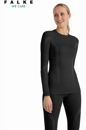 Falke Top, Dame, Sort, M, Uld, Stilfuld Langærmet Top til Kvinder