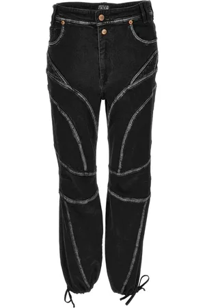 VERSACE Jeans, Dame, Sort, W27, Uld, Stilfulde Bukser til Modeelskere