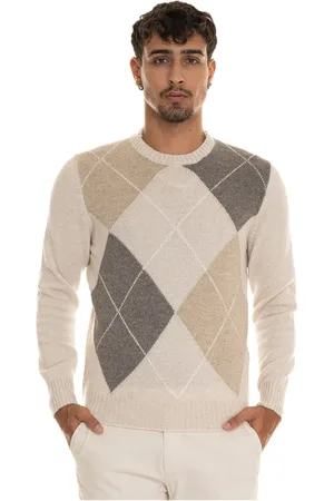 Gran Sasso Strik, Herre, Flerfarvet, XL, Uld, Diamantmønster Uld Pullover