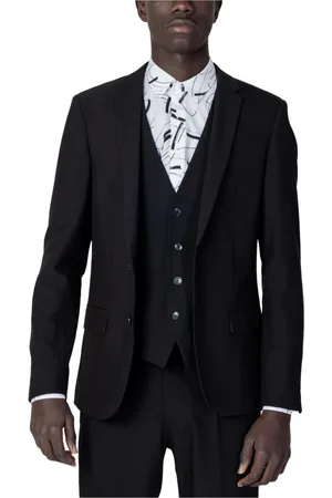 Antony Morato Jakkesæt, Herre, Sort, 2XL, Polyester, Sort V-hals Blazer Knaplukning