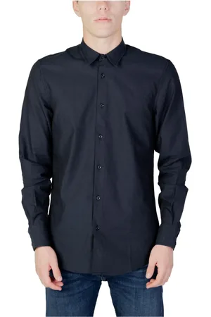 Antony Morato Skjorte, Herre, Blå, 2XL, Bomuld, Blå Klassisk Krave Skjorte Efterår/Vinter