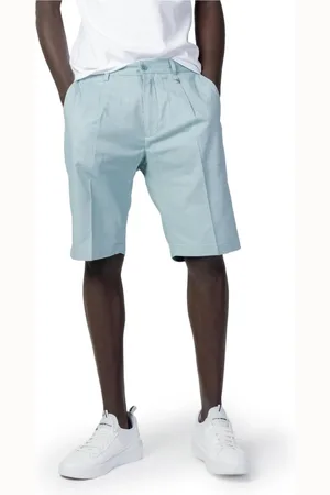 Antony Morato Shorts, Herre, Blå, 2XL, Linned, Turkis Linned Shorts med Lynlås Lukning