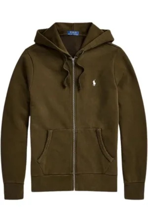 Ralph Lauren Jakke, Herre, Grøn, XS, Bomuld, Zipper Hoodie med Polo Player Broderi