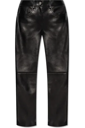 VERSACE Bukser, Dame, Sort, XS, Læder, Læderbukser med logo