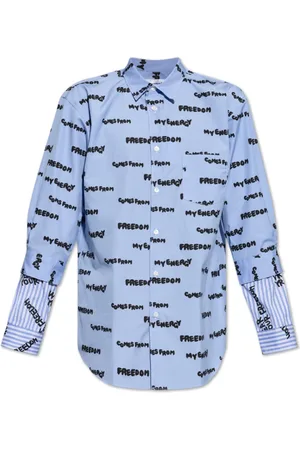 Comme des Garçons Skjorte, Herre, Blå, XL, Bomuld, Skjorte med Logo
