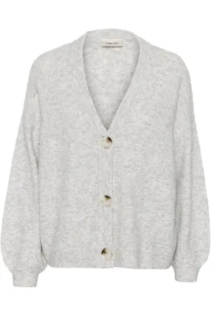 Cream Strik, Dame, Grå, 2XL, Uld, Grå Melange Strik Cardigan Oversized Sweater