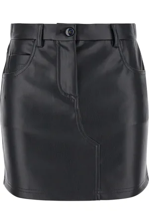 SEMICOUTURE Nederdel, Dame, Sort, M, Læder, Sort Eco Læder Mini Nederdel