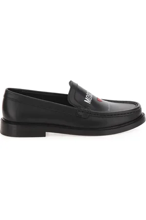 Moschino Sko, Dame, Sort, 40 EU, Læder, Hjerte Print Læder Loafers