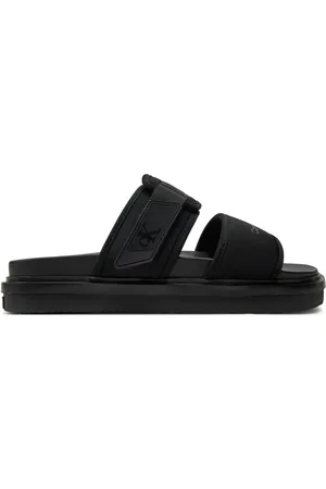 Calvin Klein Sko, Herre, Sort, 40 EU, Uld, Sorte Clip Fastgørelse Sandaler