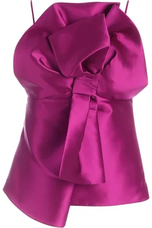 Alberta Ferretti Top, Dame, Lyserød, M, Polyester, Fuchsia Silkeblandet Maxi Bue Top