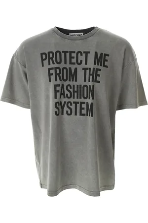 Moschino Top, Herre, Grå, XL, Bomuld, Mode System Print Protect Me T-Shirt