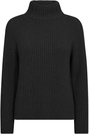 Mos Mosh Strik, Dame, Sort, XL, Uld, Højhalset Strik Sort