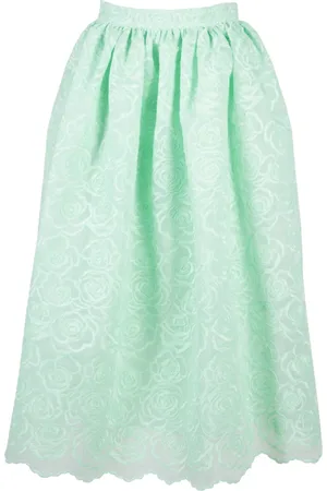 VIVETTA Nederdel, Dame, Grøn, M, Uld, Broderet Rose Blonde Nederdel