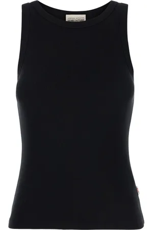 SEMICOUTURE Top, Dame, Sort, S, Bomuld, Ribbet bomuldstop i sort