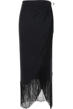 Andamane Nederdel, Dame, Sort, S, Sort Silke Frynset Sarong Nederdel
