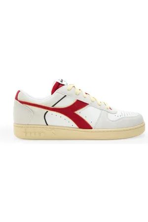 Diadora Sko, Herre, Hvid, 40 EU, Læder, Røde Læder Sneakers Efterår/Vinter Stil