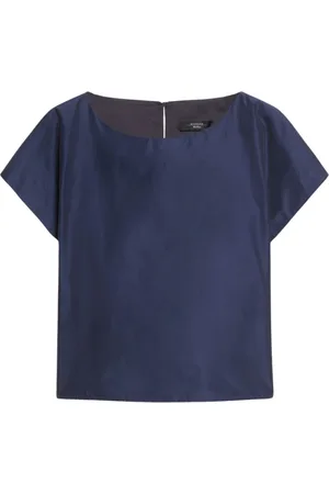 Max Mara Top, Dame, Blå, M, Firkantet hals Kimono ærme bluse