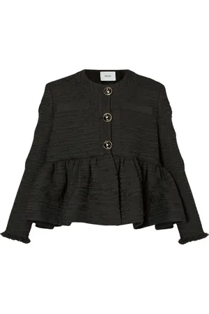 Erdem Jakke, Dame, Sort, S, Tweed, Peplum Crop Jakke