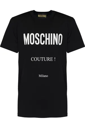 Moschino Top, Herre, Sort, S, Bomuld, Ikonisk Couture Milano Print Sort T-shirt