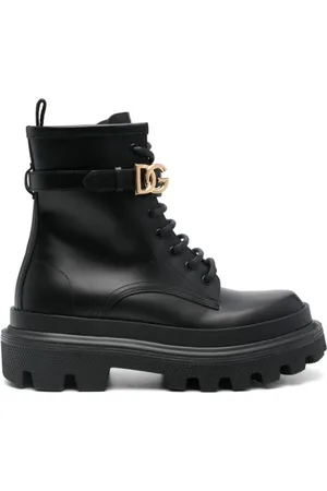 Dolce & Gabbana Sko, Dame, Sort, 36 EU, Læder, Sort Læder Spænde Detalje Støvler